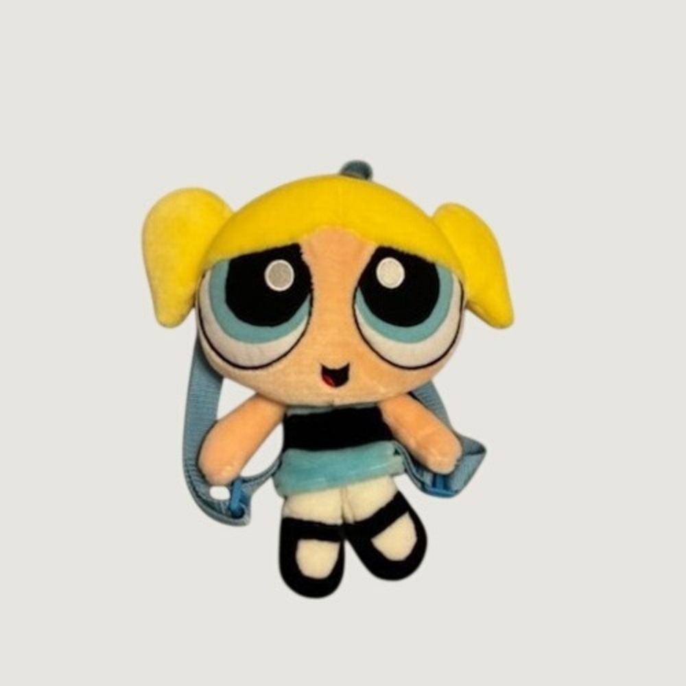 Vintage 2000 Cartoon Network Powerpuff Girls Bubbles Plush Mini Backpack Yellow